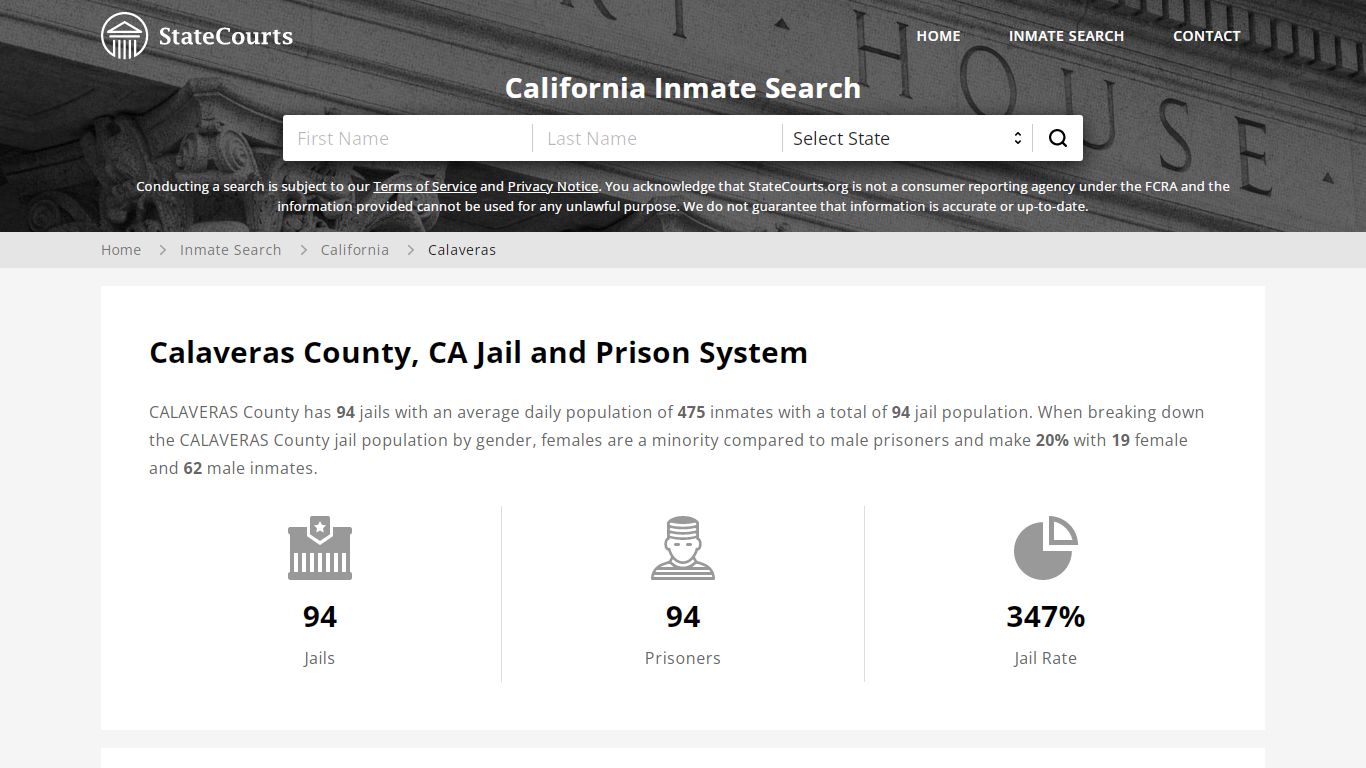 Calaveras County, CA Inmate Search - StateCourts